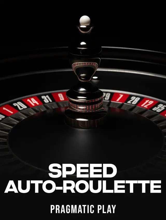 Cylindre de roulette noir et bille blanche sur fond sombre, table Speed Auto-Roulette diffusée en direct par Pragmatic Play